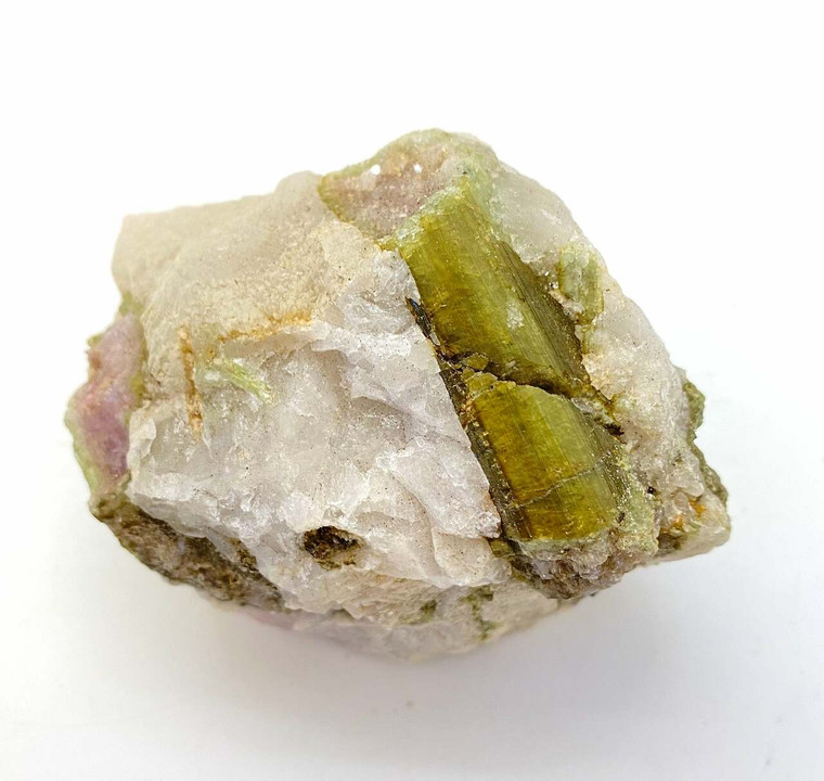 Raw Green Tourmaline and Clear Quartz Crystal - 29