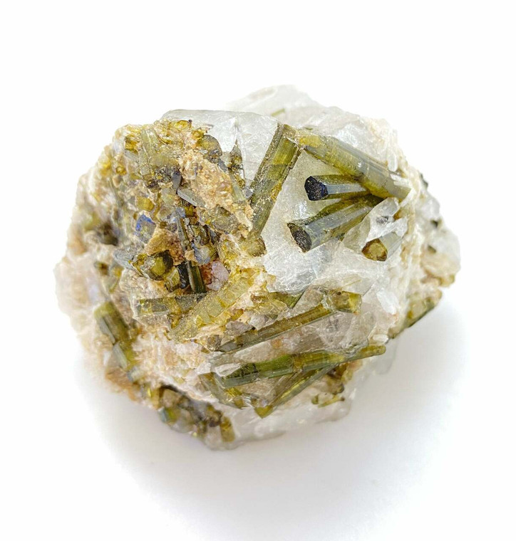 Raw Green Tourmaline and Clear Quartz Crystal - 34