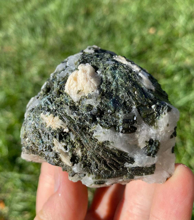 Raw Green Tourmaline and Clear Quartz Crystal - 43
