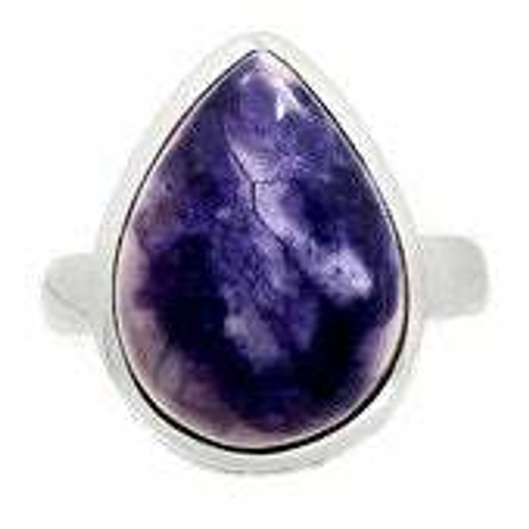 Tiffany Stone Ring in Sterling Silver, SIZE 8 US - Polished Teardrop Ring in Bezel Setting - 167