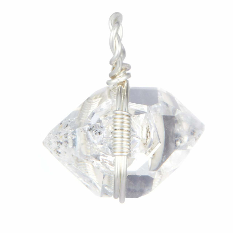 Herkimer Diamond Raw Natural Pendant in Wire Wrapped Setting - Sterling Silver - 12