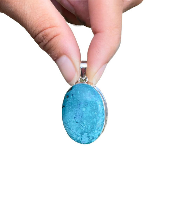 Shattuckite Polished Oval Pendant - Sterling Silver - No.223 