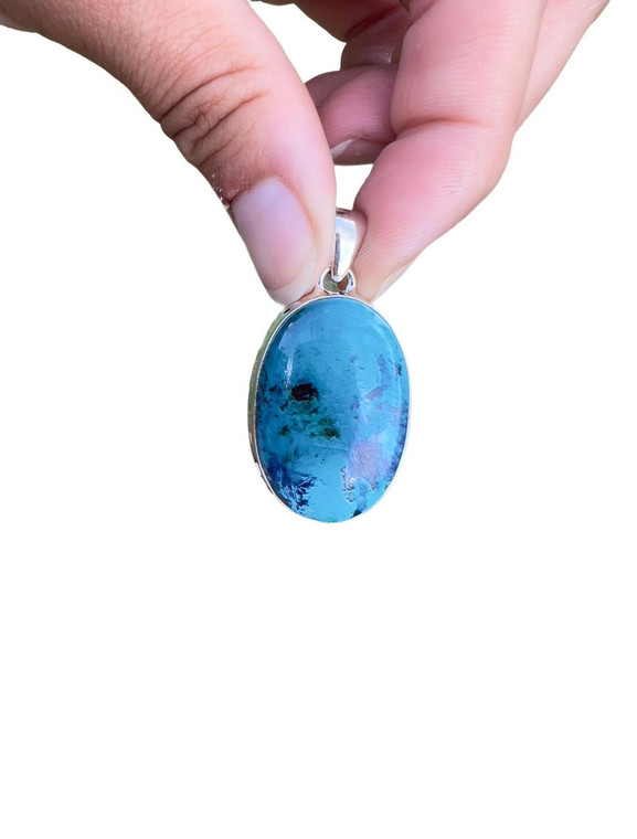 Shattuckite Polished Oval Pendant - Sterling Silver - No.232 