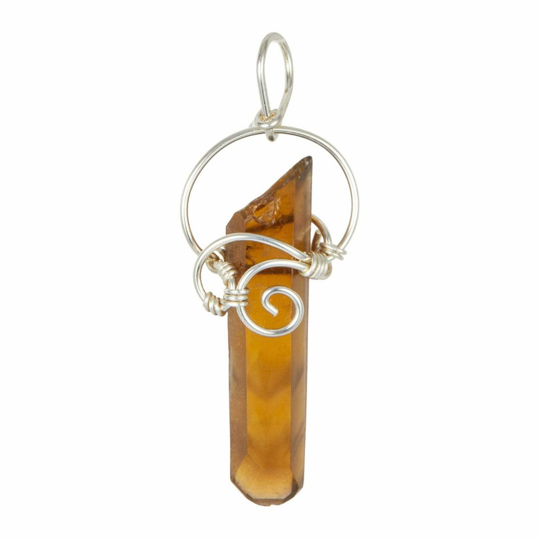 Natural Citrine Raw Natural Pendant in Wire Wrapped Setting - Sterling Silver - 115