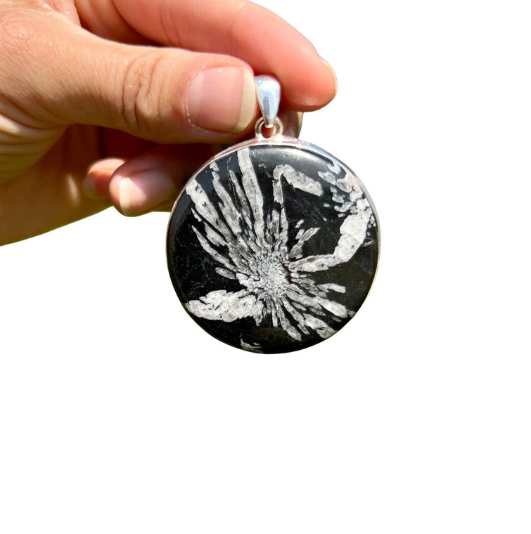 Chrysanthemum Raw Round Pendant - Sterling Silver - No.311 