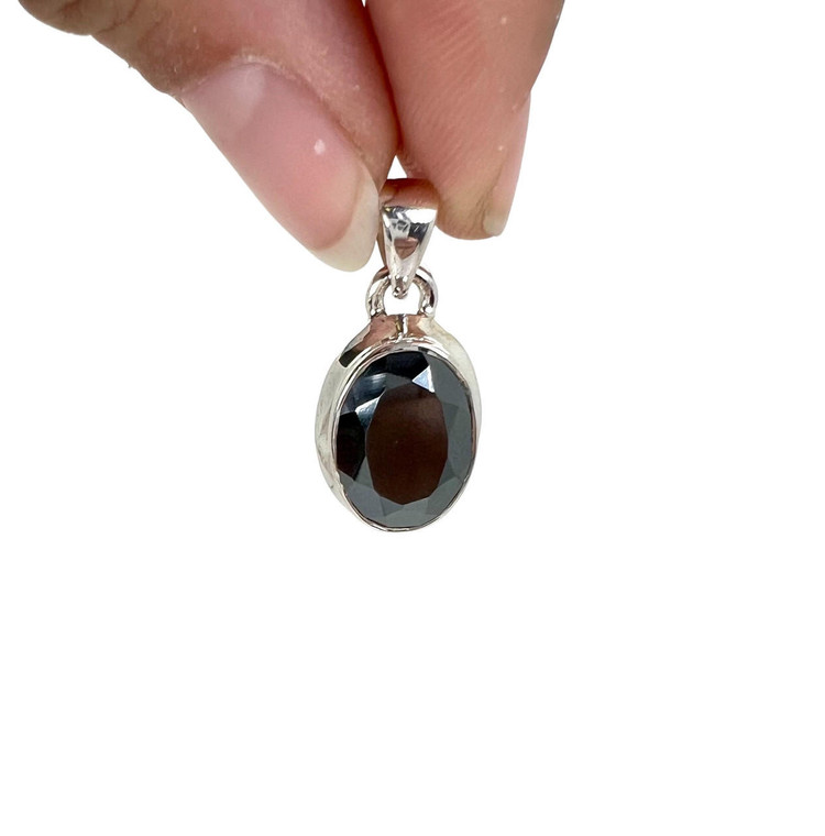 Hematite Polished Oval Pendant - Sterling Silver - No.83 