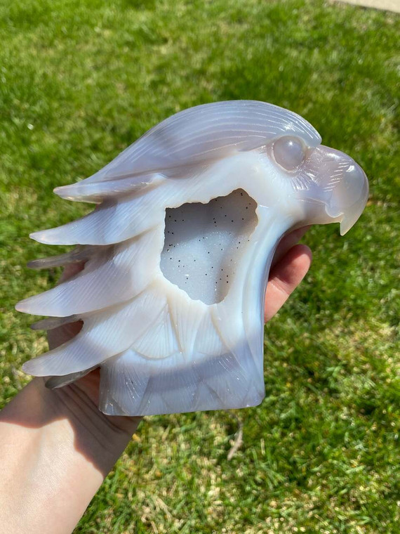 Agate Eagle Geode - Polished Stone Sculpture - 1