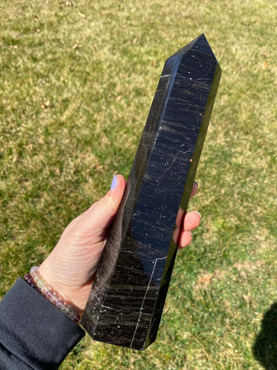 Black Tourmaline Point - Polished Stone Tower - 6