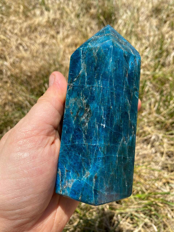 Blue Apatite Point - Polished Standing Stone Tower - 8