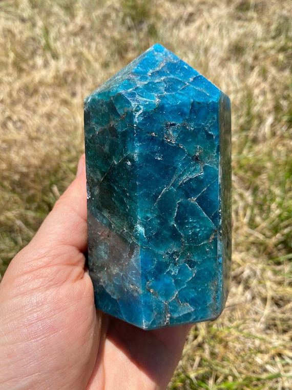 Blue Apatite Point - Polished Standing Stone Tower - 10