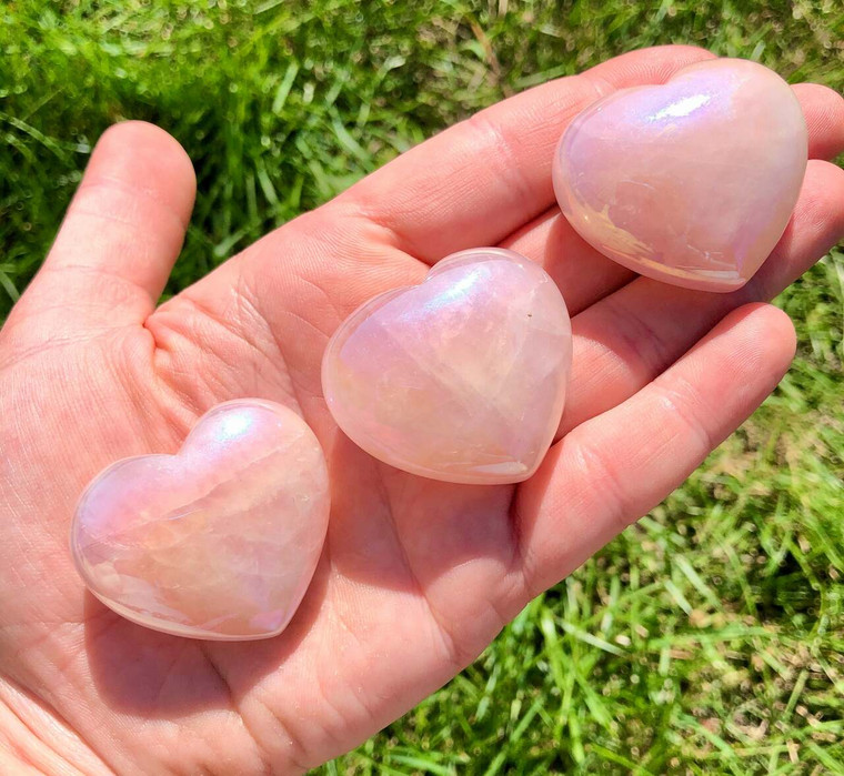 Angel Aura Rose Quartz Heart - Polished Crystal