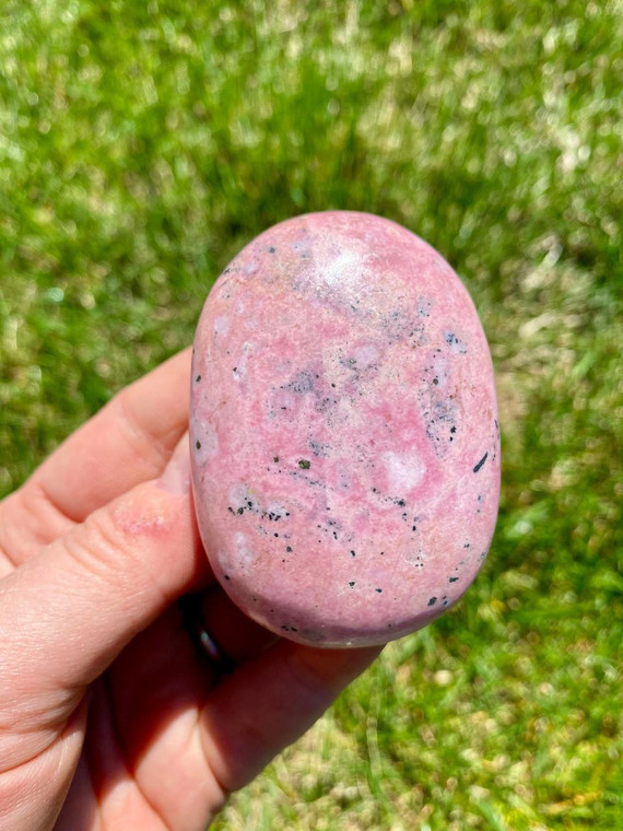 Rhodonite Worry Stone - Polished Stone Oval