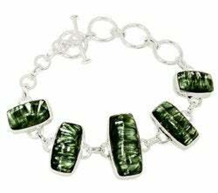 Seraphinite Bracelet with Adjustable Toggle Clasp 5.75 to 7.5 - #55