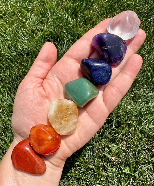 7 Chakra Stone Set (Tumbled) - Ja, Ca, Ci, Av, So, Am, Qu | New