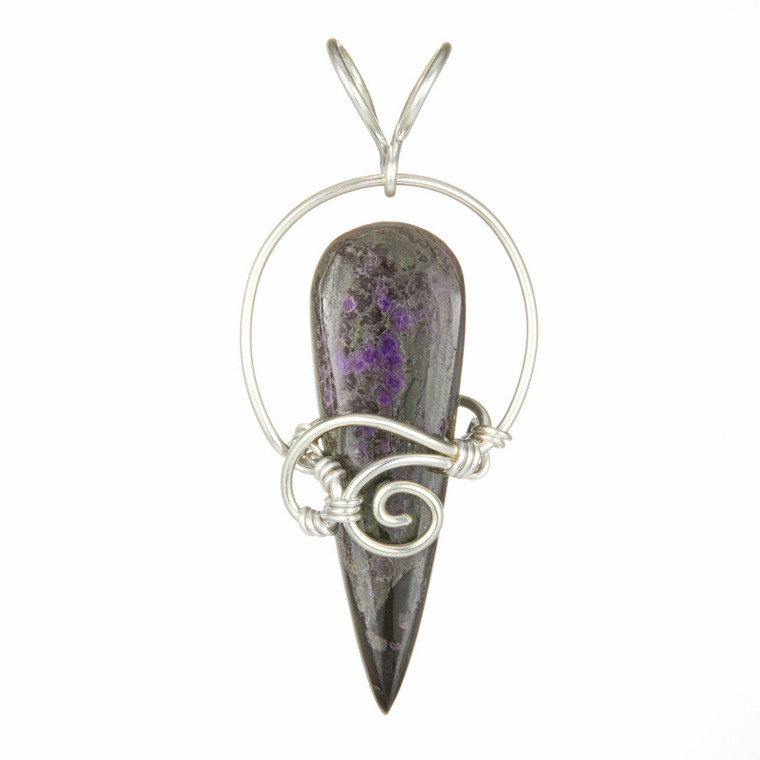 Sugilite Polished Pendant in Wire Wrapped Setting - Sterling Silver - 88