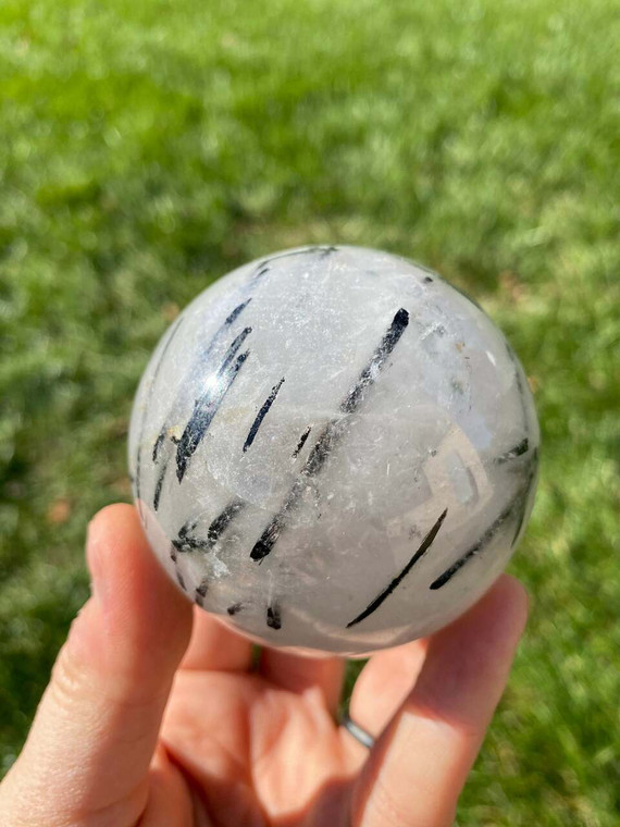 Tourmalinated Quartz Sphere - Polished Crystal - 11