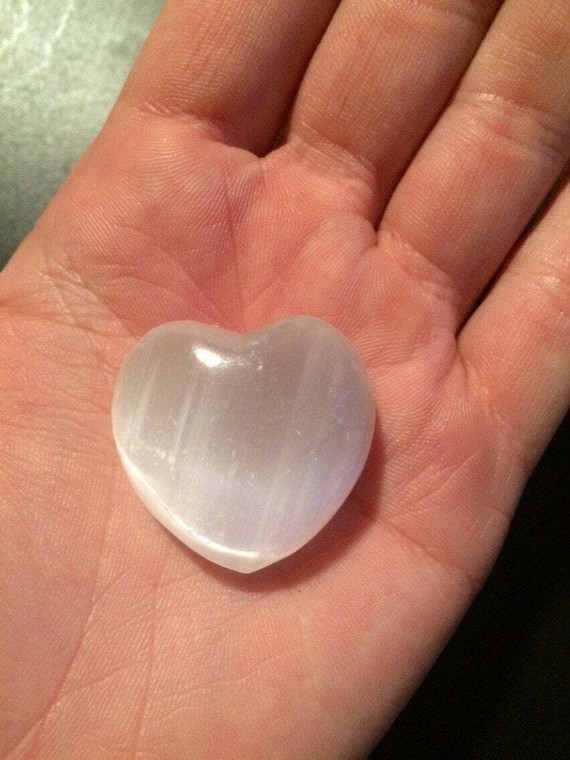 Selenite Heart - Polished Stone Selenite Heart