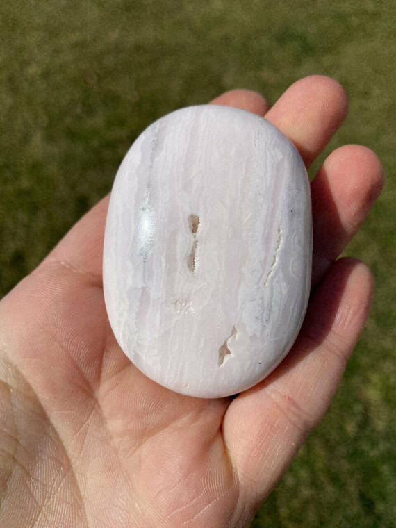 Mangano Calcite Palm Stone - Polished Crystal Oval | New Moon