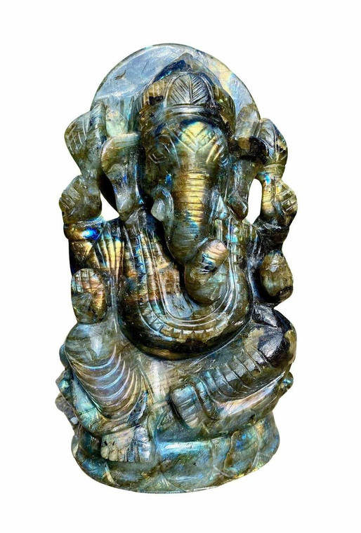 Labradorite Ganesh - Polished Stone Sculpture - 3
