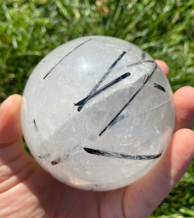 Tourmalinated Quartz Sphere - Polished Crystal - 3