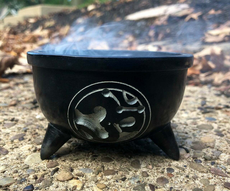 Black Om Carved Cleansing Burner