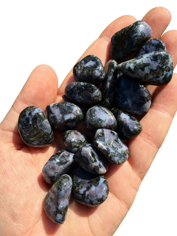 Indigo Gabbro Tumbled Stone - Polished Indigo Gabbro Mystic Merlinite Crystal