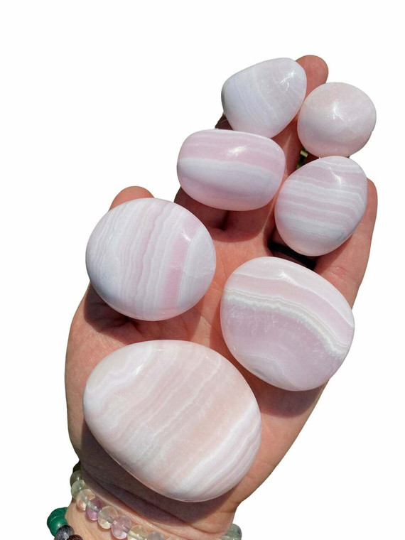 Mangano Calcite Tumbled Stone Grade AA - Polished Mangano Calcite Crystal