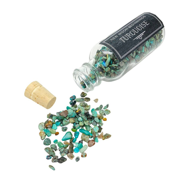 Turquoise Crystal Chips Bottle | New Moon Beginnings