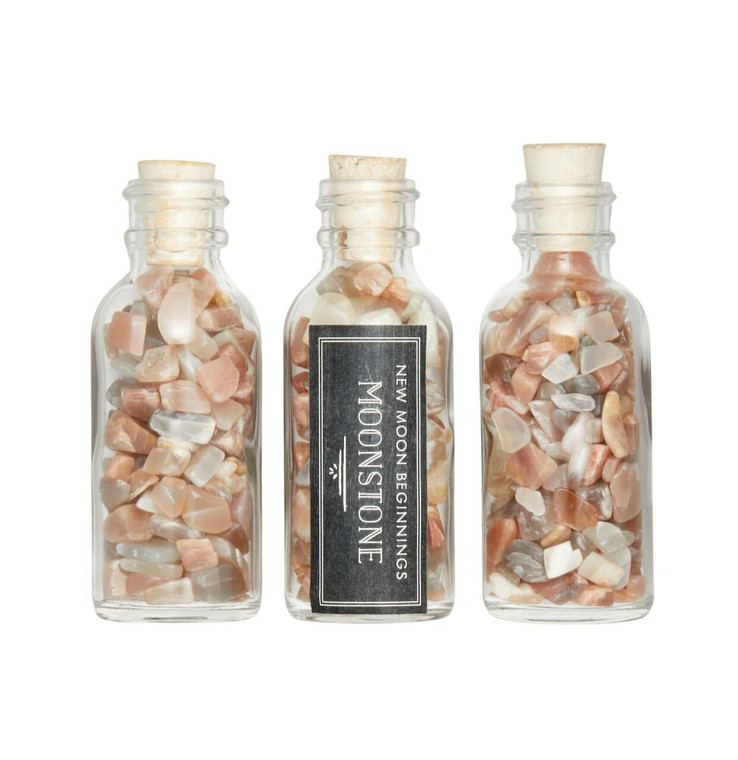 Moonstone Crystal Chips Bottle | New Moon Beginnings