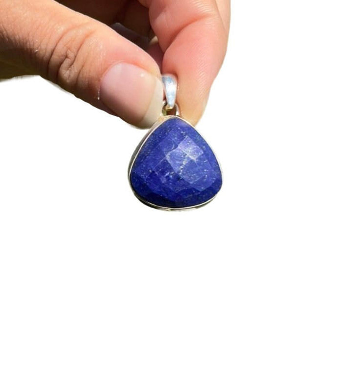 Lapis Lazuli Faceted Pendant - Sterling Silver - No.436 