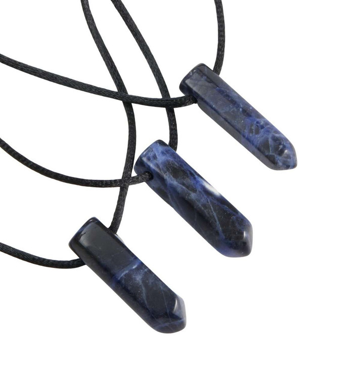 Sodalite Point Necklace with 28 Adjustable Black Cord