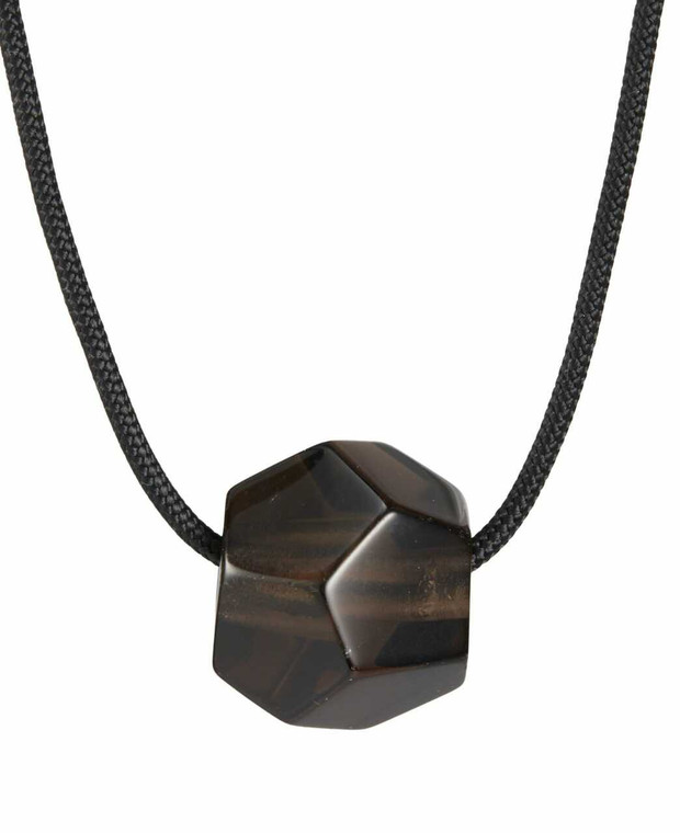 Smoky Quartz Polished Necklace with Black Cord