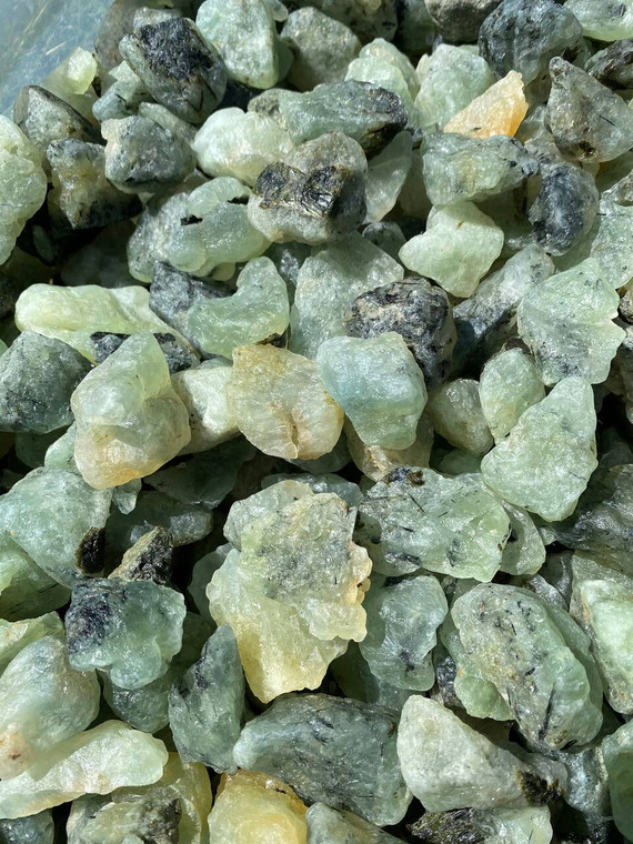 Raw Prehnite Stone with Epidote Inclusions