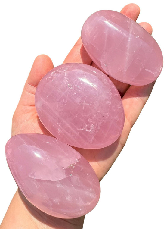 Rose Quartz Crystal Polished Oval Palm Stone