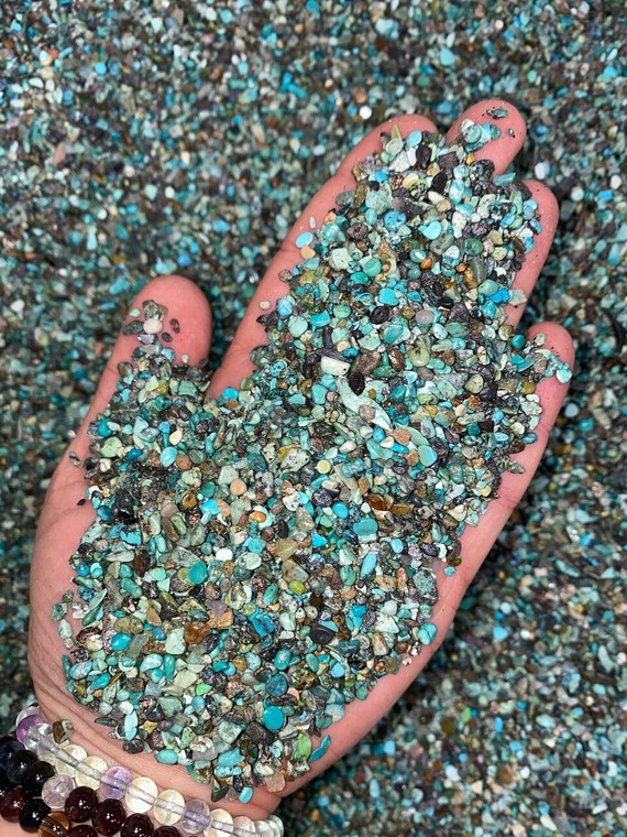 Turquoise Stone Polished Chips 2mm to 3mm 1lb bag