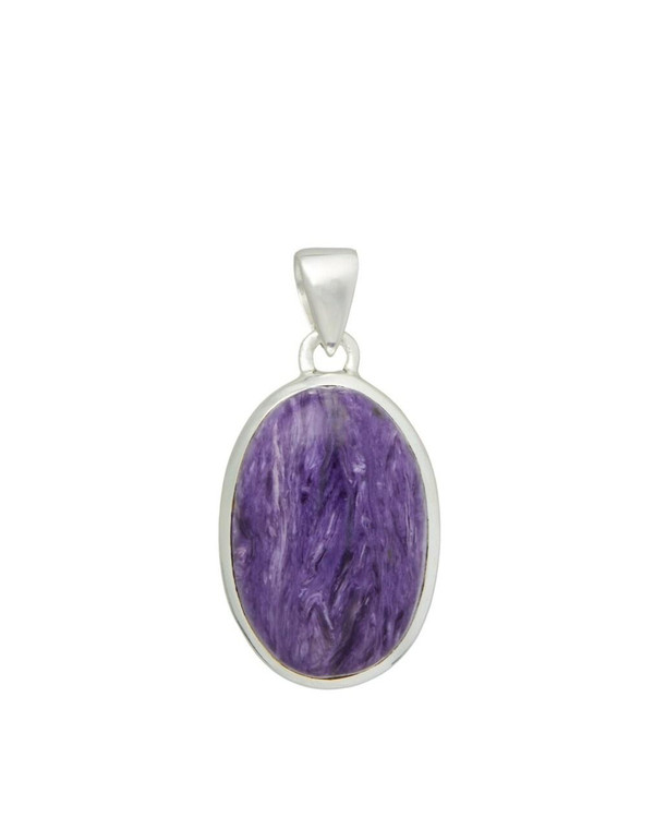 Charoite Pendant - Polished Oval - Sterling Silver - No.1658