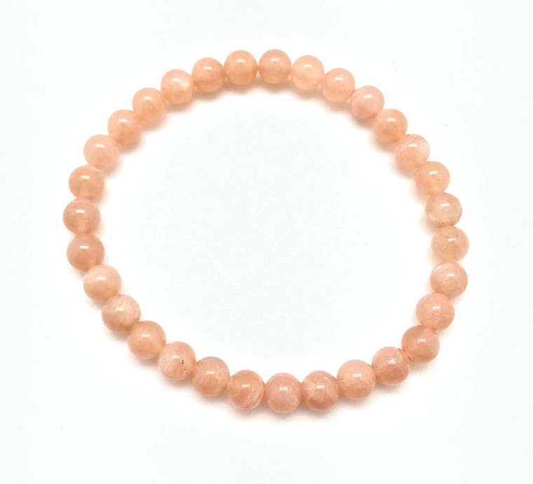 Peach Moonstone Elastic Bracelet - 6mm Beads