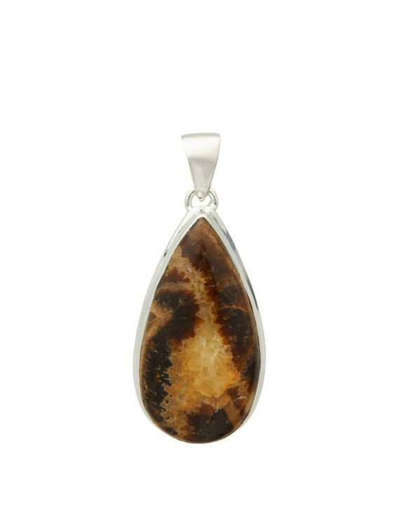 Septarian Pendant - Polished Teardrop - Sterling Silver - No.444