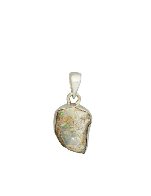 Ethiopian Opal Pendant - Raw - Sterling Silver - No.283