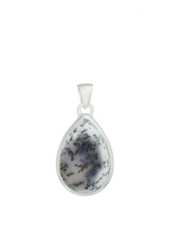 Dendritic Opal Pendant - Polished Teardrop - Sterling Silver - No.2336