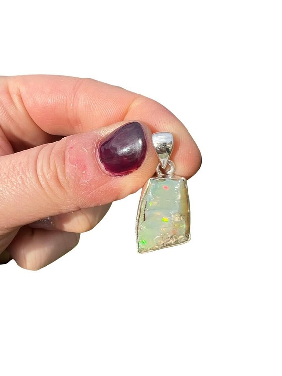 Ethiopian Opal Pendant - Raw - Sterling Silver - No.275