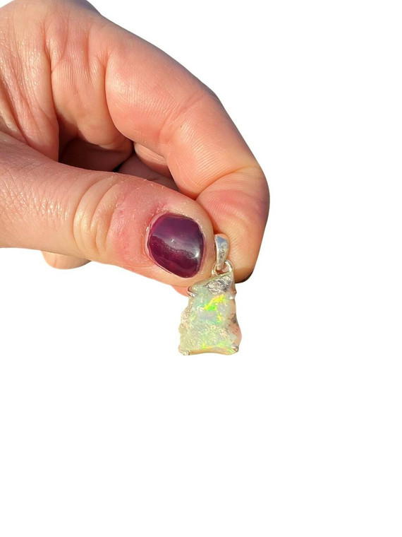 Ethiopian Opal Pendant - Raw - Sterling Silver - No.307