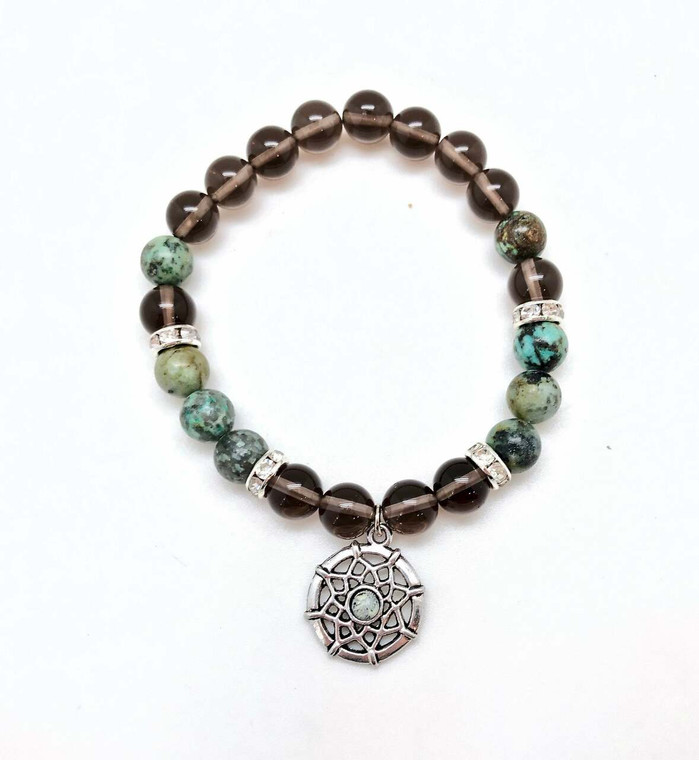 Protection and Grounding Elastic Bracelet with Dream Catcher Charm - 8mm Beads