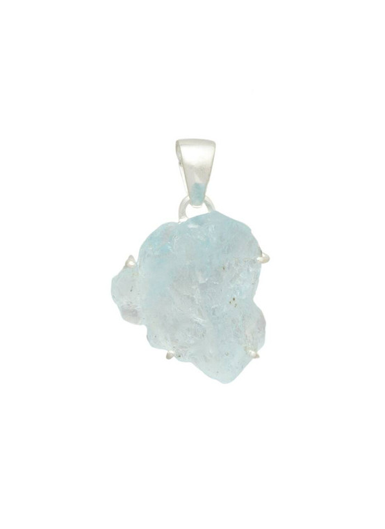 Aquamarine Pendant - Sterling Silver - Raw - No.677