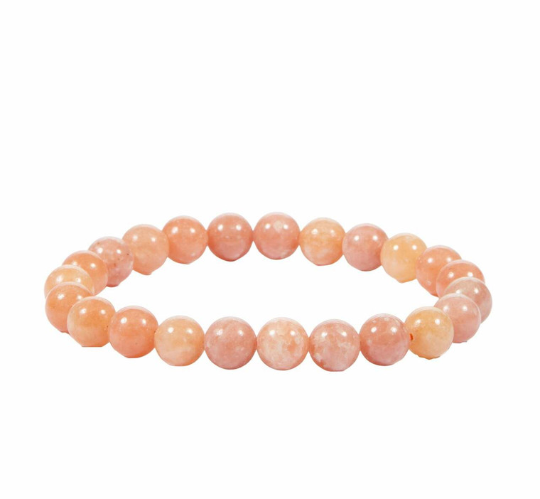 Peach Calcite Elastic Bracelet - 8mm Beads