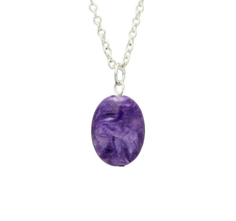 Charoite Pendant - Polished Oval