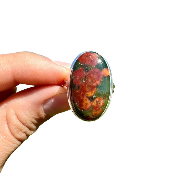Bloodstone Ring - SIZE 7 US - Sterling Silver - No.453 