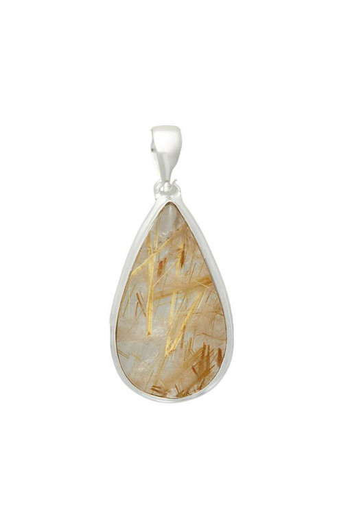 Golden Rutilated Quartz Pendant - Sterling Silver - No.1730