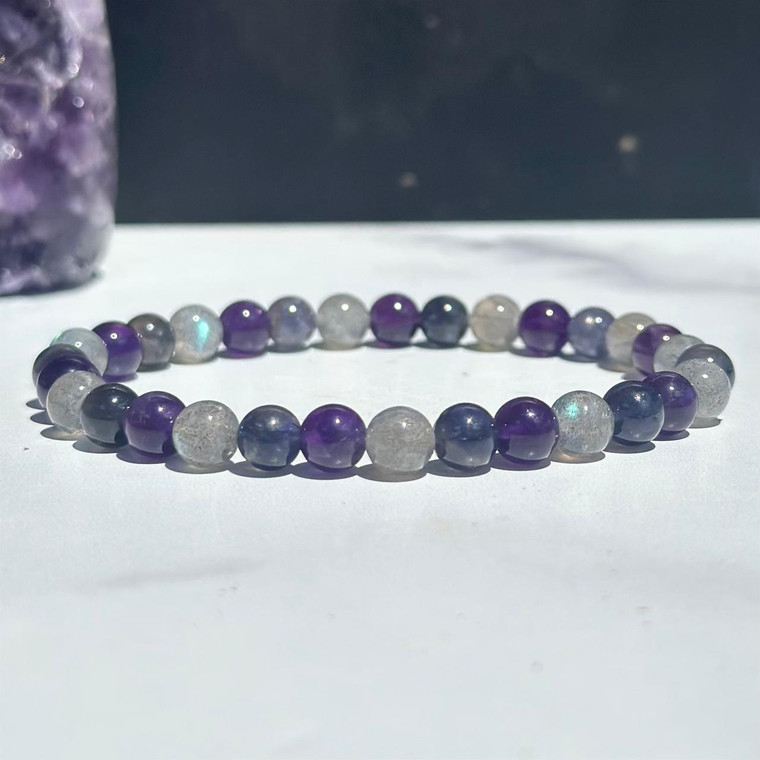 Third Eye Chakra Elastic Bracelet - 6mm Beads 
