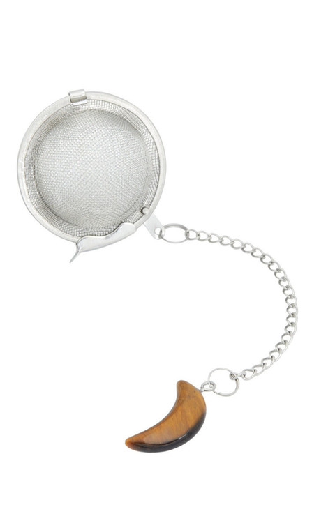 Tigers Eye Moon Shaped Crystal Tea Infuser 